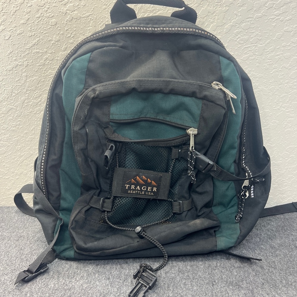 Vintage - Trager Seattle USA - School Backpack Green/Black